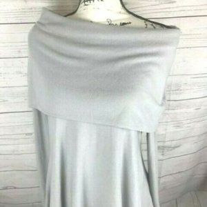 Gray Tunic Sweater Medium Cowl Neck Asymmetrical